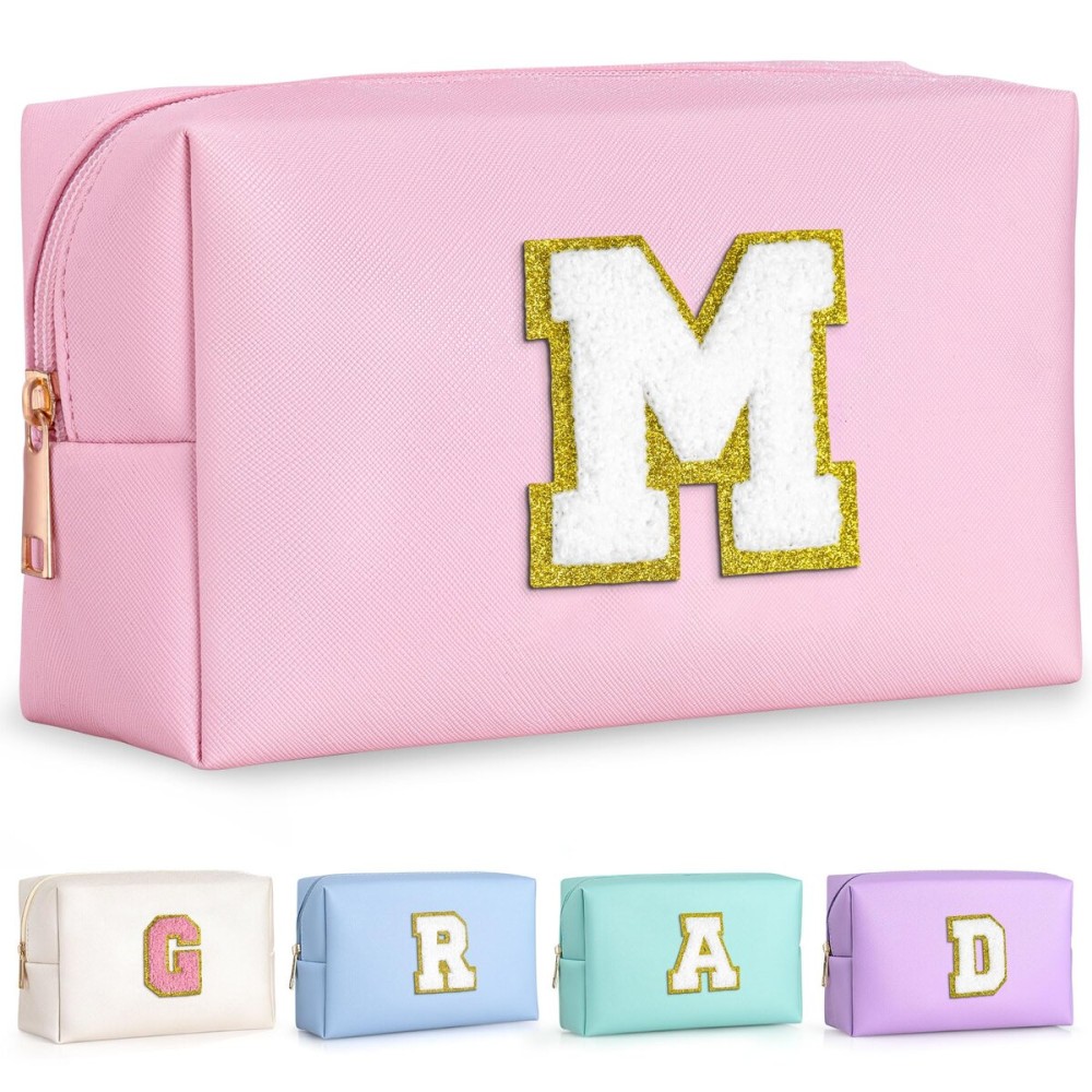 TOPEAST Christmas Gifts for Women Teen Girls - Stocking Stuffers for Teen Girls Gifts Trendy Stuff, Travel Makeup Bag, Initial Cosmetic Bag Toiletry Pouch (Pink M)