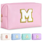 TOPEAST Christmas Gifts for Women Teen Girls - Stocking Stuffers for Teen Girls Gifts Trendy Stuff, Travel Makeup Bag, Initial Cosmetic Bag Toiletry Pouch (Pink M)