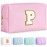 TOPEAST Preppy Pink Glitter Chenille Patch Travel Makeup Bag, 8.3in x 3.5in x 4.9in