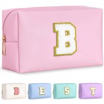 TOPEAST Christmas Gifts - Stocking Stuffers for Tween Girls Kids, Initial Makeup Bag Skincare Bag Toiletry Pouch (Pink B)