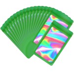 EONJOE 100-pack 68 inch mylar bags with clear window holographic resealable sealable packaging zip bag for small bussiness jewelry candy sample food packing supplies Dark green