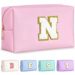 TOPEAST Makeup Organizer - Initial Makeup Bag, Desk Organizer Small Cosmetic Bag Desktop Cosmetic Organiser (Pink N)