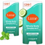 Lume Whole Body Deodorant - Invisible Cream Stick - 72 Hour Odor Control - Aluminum Free, Baking Soda Free, Skin Safe - 2.2 Ounce (Pack of 2) (Minted Cucumber)