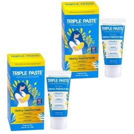 Triple Paste Diaper Rash Cream for Baby, 3 Oz (Pack of 2), Zinc Oxide Ointment Treats, Soothes & Prevents Diaper Rash, Pediatrician-Recommended & Hypoallergenic, Baby Essentials for Daily & Overnight