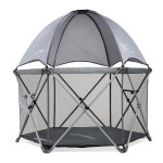 Baby Delight Go with Me Eclipse Deluxe Portable Playard | Playpen | Sun Canopy | Indoor and Outdoor | Ultra Padded Nylon Floor | Elephant Grey