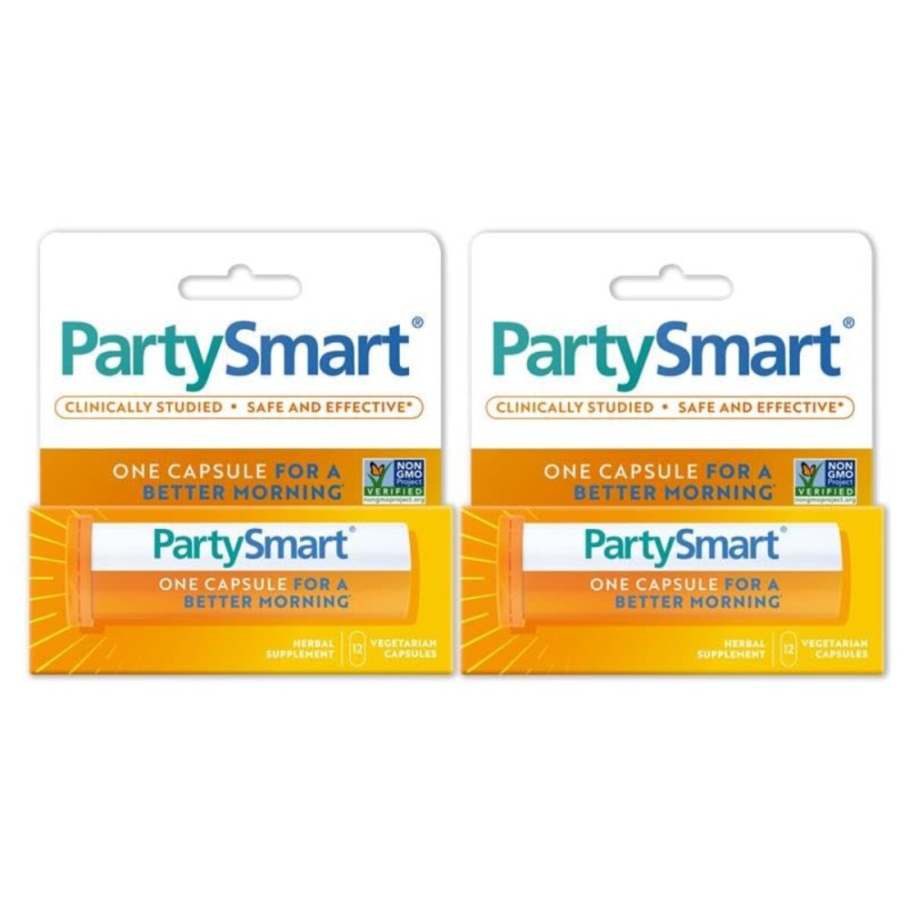 Himalaya PartySmart, 12 Capsule Tube - Alcohol Breakdown Liver Support for a Better Morning After Drinking - Plant Based, Vegan, Non-GMO, Gluten Free, Clinically Studied (Pack of 2)