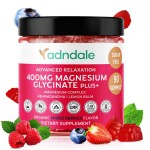 Adndale 90 CT Magnesium Glycinate Gummies 400 mg/Serv with Ashwagandha, Magnesium Malate & Taurate, Sugar Free Chews for Adults & Kids.