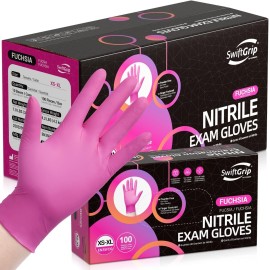 SwiftGrip Pink Gloves Powder-Free Nitrile Gloves, 1000ct Box - 3-Mil, Gloves Disposable Latex Free, for Kitchen, Cleaning, Estheticians, Hair Stylist - Pink/Fuchsia(Medium)