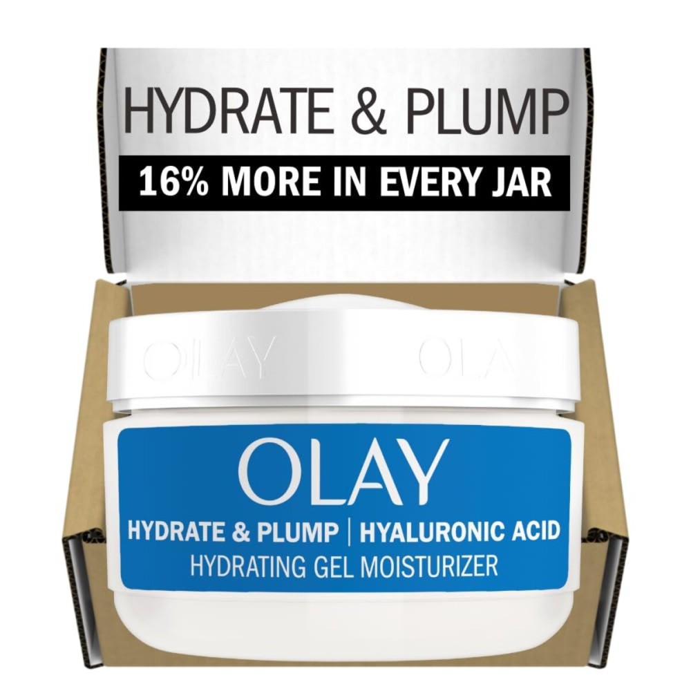 Olay Hylauronic Acid Face Mousturizer, Plump & Hydrate, Fragrance-Free - Hydrating Gel for Dry Skin Retain & Replenish Moisture, with Niacinamide, Non-Greasy, 2 Oz