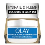 Olay Hylauronic Acid Face Mousturizer, Plump & Hydrate, Fragrance-Free - Hydrating Gel for Dry Skin Retain & Replenish Moisture, with Niacinamide, Non-Greasy, 2 Oz