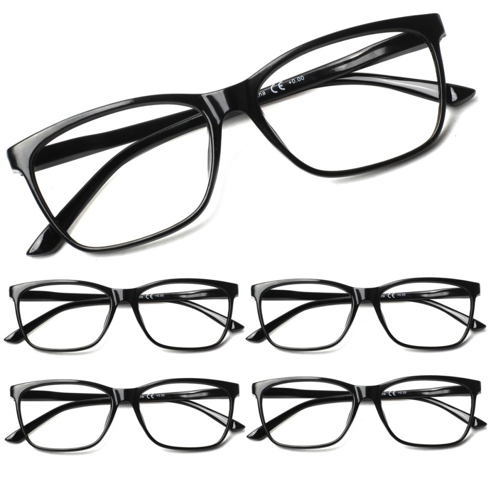 SIGVAN Ladies Reading Glasses Blue Light Blocking Spring Hinge Fashion Pattern Print Eyeglasses for Women (Black, 2.25, multiplier_x)
