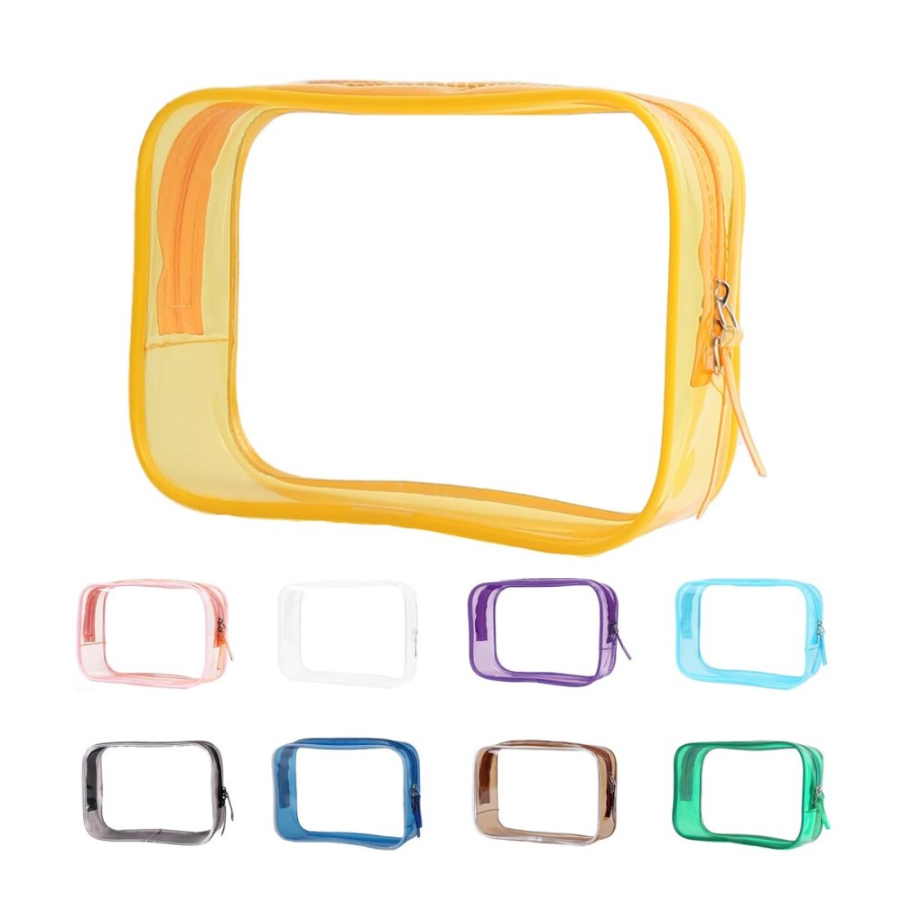 Buminee Clear Pouch Small, 6.6x2.3x4.7 Size TSA Approved Toiletry Bag, Travel Bags for Toiletries, Cosmetic Bag for Women and Men - 1 Pack Yellow