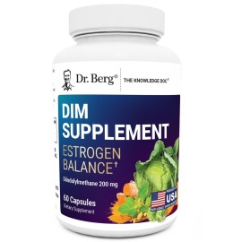 Dr. Berg DIM Supplement Estrogen Balance - Original Estrogen Supplement for Women with Diindolylmethane for Menstrual Symptoms & Menopause Relief & Black Pepper for Enhanced Absorption - 60 Capsules
