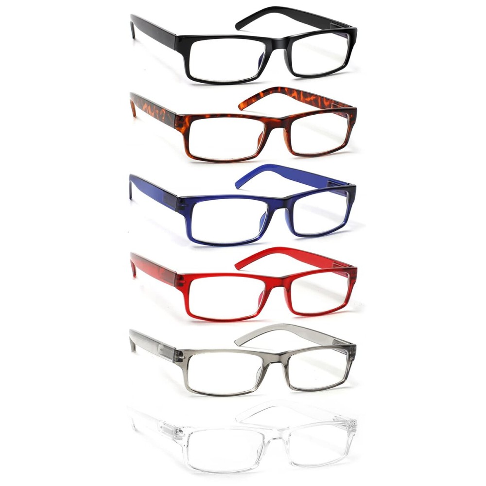 BIENCOOL 6 Pack Reading Glasses Traditional Frames for Men and Women Readers with Spring Loaded Hinges (Mix Color, 5.00, multiplier_x)