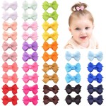 Mini Fully Lined Grosgrain Ribbon Hair Bows Clips for Baby Girls with Fine Hair - 40PCS (20 Color Pairs)