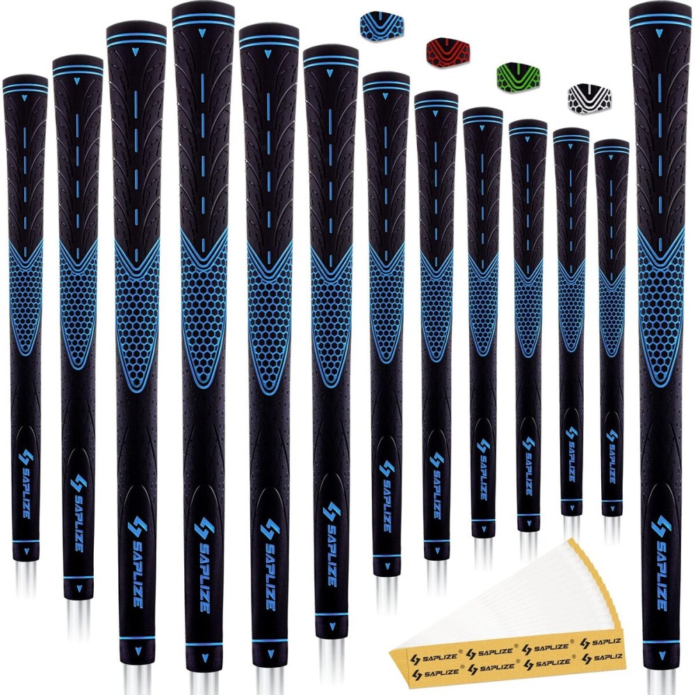SAPLIZE Golf Grips Set of 13, Bundle with Tape or Full Regripping Kit, Jumbo / Mid / Standard / Undersize, Women / Men Anti-slip Rubber Golf Club Grips, CC01 Series