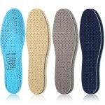 Sintege 3 Pairs Breathable Shoe Insoles Inserts Soft Cushioning Double-Layer Latex Foam Perforated Replacement Insoles for Men 7-11 Woman 2-8(Gray, Dark Blue, Khaki)