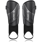 Upgraded Soccer Shin Guards for Kids Youth, CE Certified AirsFish Shin Ankle Guard Sleeves Protection Gear for Boys Girls Soccer Games EVA Cushion Reduce Shocks and Injuries (XX-Small, Carbon Black)