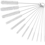Straw Cleaner Brushes Sets, 12 Pieces 8.2 Inch Botthle Cleaning Brush and Nylon Tube Brush Brush Kit for Sippy Cup, Tumbler, Water Bottle, Drinking Straw (White)