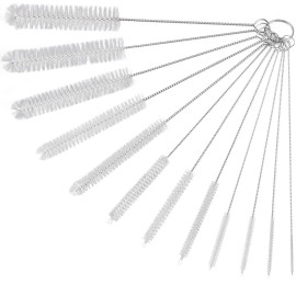 Straw Cleaner Brushes Sets, 12 Pieces 8.2 Inch Botthle Cleaning Brush and Nylon Tube Brush Brush Kit for Sippy Cup, Tumbler, Water Bottle, Drinking Straw (White)