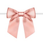 RainbowPana 120 Pack Luxury Twist Tie Bows, Rose Gold 3 Satin Ribbon Pretied Bows, Premade Craft Decoration for Package Cake Pop Basket Favors Cookie Candy, Gift Wrapping Baby Shower Wedding