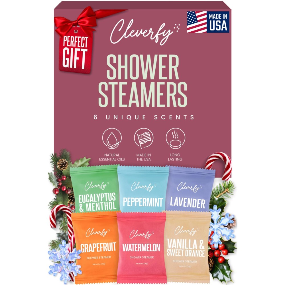 Cleverfy Shower Steamers Aromatherapy - Stocking Stuffers for Teen Girls, Women and Wife - Christmas Gifts for Teens and Women - White Elephant Gifts for Adults - 6 Tablets