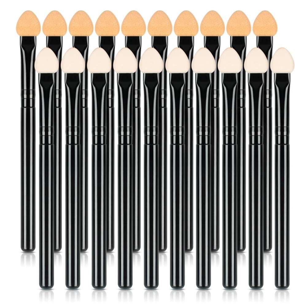 UorPoto Foam Eyeshadow Applicators Double Sided Sponge Tip Reusable20Pcs Professional Organic Long Handle Washable Makeup Eye Shadow Brush Set