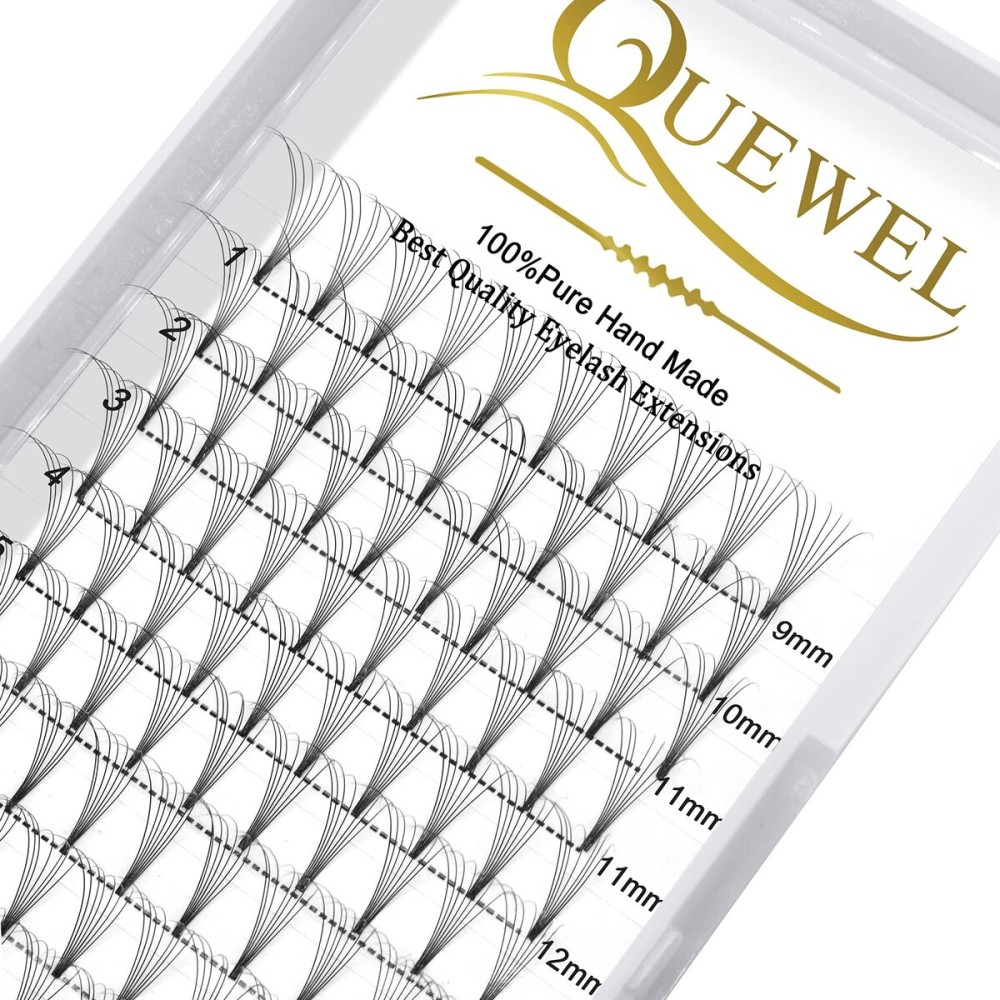 QUEWEL Premade Lash Fans, 7D Premade Fans Eyelash Extensions 0.07mm Thickness D Curl Mix9-16mm Volume Lash Extensions Short Stem Pre Made Fans Eyelash Extensions(7D 0.07D Mix9-16mm)