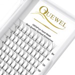 QUEWEL Premade Lash Fans, 5D Premade Fans Eyelash Extensions 0.10mm Thickness C Curl Mix8-15mm Volume Lash Extensions Short Stem Pre Made Fans Eyelash Extensions(5D 0.10C Mix8-15mm)