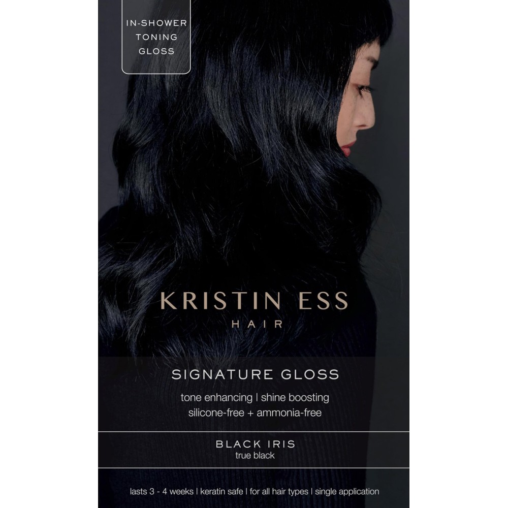 Kristin Ess Hair Gloss in Black Iris True Black - 4 Wk Semi Permanent Hair Dye Glaze - Color Depositing Conditioner & Toner for Vibrant Color, Shine + Gloss - Vegan, Silicone & Ammonia Free
