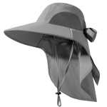 Womens Sun Hat UV Protection, Foldable Waterproof Wide Brim Bucket Hats with Neck Flap for Summer Beach Fishing Hiking