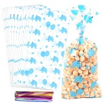 COQOFA 100 Pcs 5X11 Gift Wrap Cello Cellophane Treat Bags Clear Candy Cookie Plastic Poly Goodie Storage Bags with Twist Ties for Baby Shower, Birthday, Wedding, Party