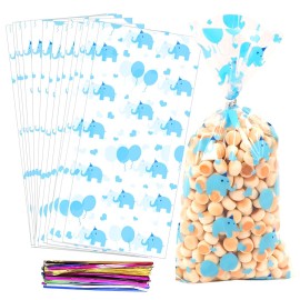 COQOFA 100 Pcs 5X11 Gift Wrap Cello Cellophane Treat Bags Clear Candy Cookie Plastic Poly Goodie Storage Bags with Twist Ties for Baby Shower, Birthday, Wedding, Party
