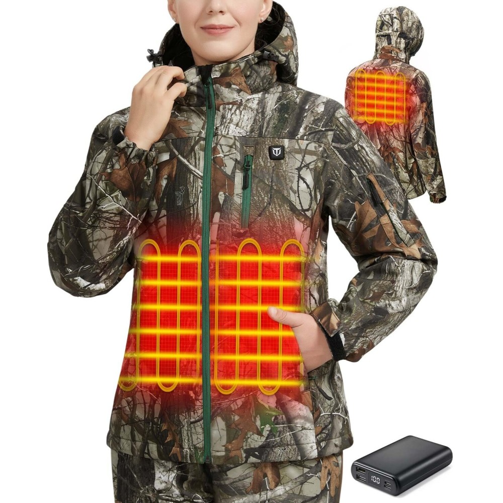 TIDEWE Heated Jacket for Women with Battery Pack, Hunting Coat (Next Camo G2 Size S)