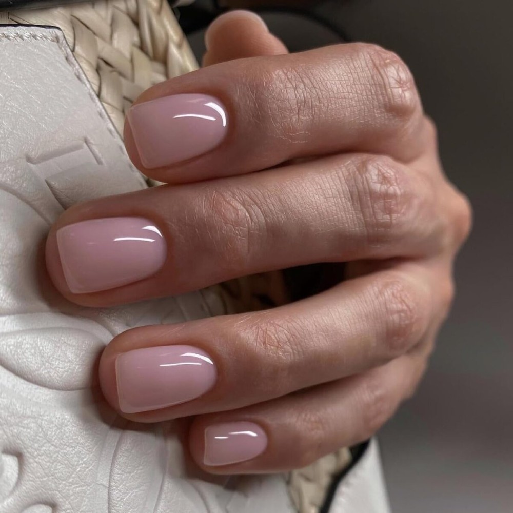 Light Pink Press On Nails Short Square, KXAMELIE Natural Short Gel Nails Glue on Acrylic Nails Press ons Featured Protective Coat Thick Reusable Fake Nails Solid Color 24 Short Coffin Artificial Nails