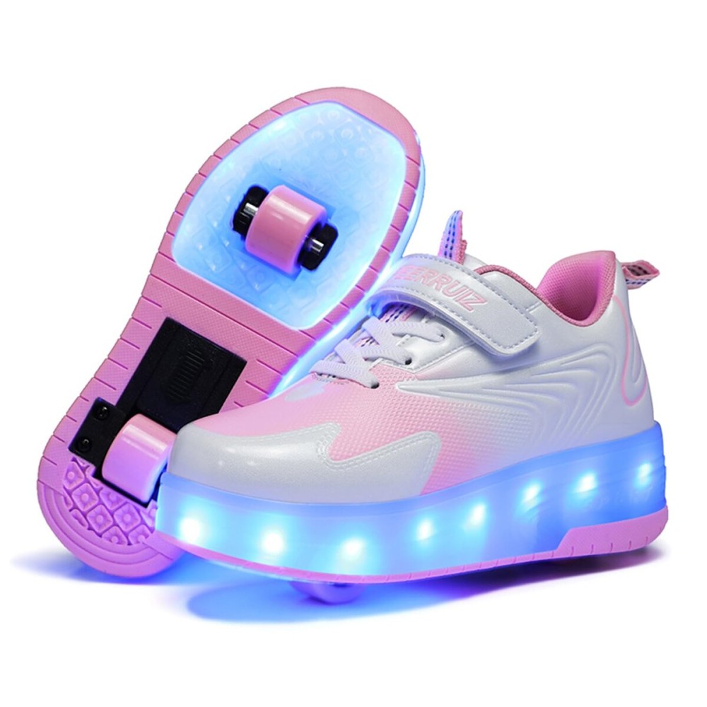 Ehauuo Unisex Roller Shoes Kids Sparkling Wheels Shoes Girls Light up Roller Skates Sneakers Boys Rechargeable Flashing Sneakers for Gift
