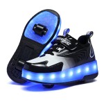 Ehauuo Unisex Roller Shoes Kids Sparkling Wheels Shoes Girls Light up Roller Skates Sneakers Boys Rechargeable Flashing Sneakers for Gift