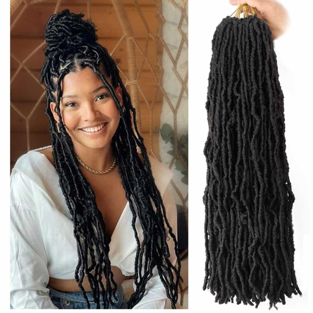 7 Packs Crochet Faux Locs Hair 24 Inch Curly Wavy Goddess Locs Braids for Natural Butterfly Soft Locs Crochet Hair for Black Women (24 inch(pack of 7), 2)