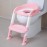 EGREE Potty Training Toilet Chair Seat with Step Stool Ladder for Kids and Toddler Boys Girls - Foldable Height Adjustable Children Toilet Training Seat with Safe Handles & Anti-Slip Pads, White-Pink