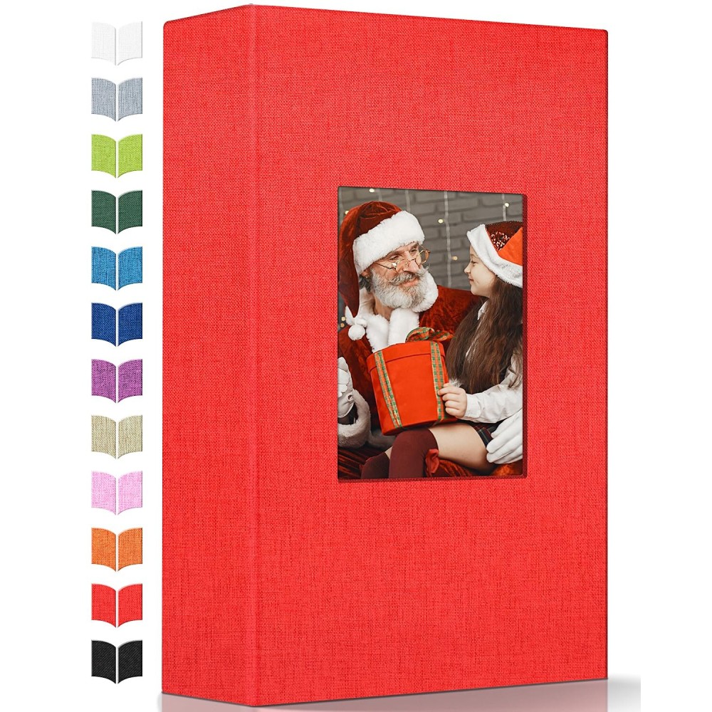 Artfeel Photo Album 4x6 with 300 Pockets,Slip-in Picture Albums,Linen Cover Memory Book with Front Window,White Page Vertical Photo Book for Wedding,Family,Anniversare,Baby,Vacation