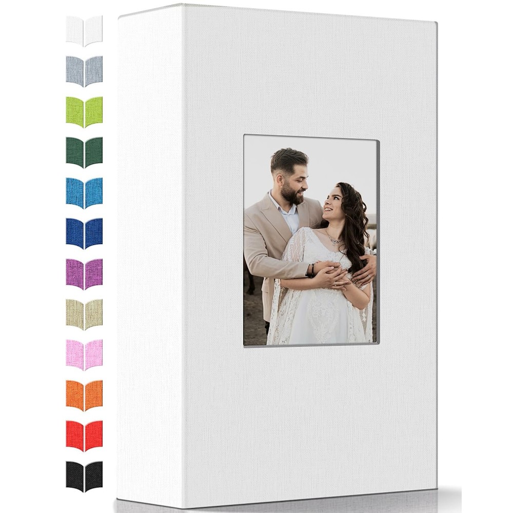 Artfeel Photo Album 4x6 with 300 Pockets,Slip-in Picture Albums,Linen Cover Memory Book with Front Window,White Page Vertical Photo Book for Wedding,Family,Anniversare,Baby,Vacation