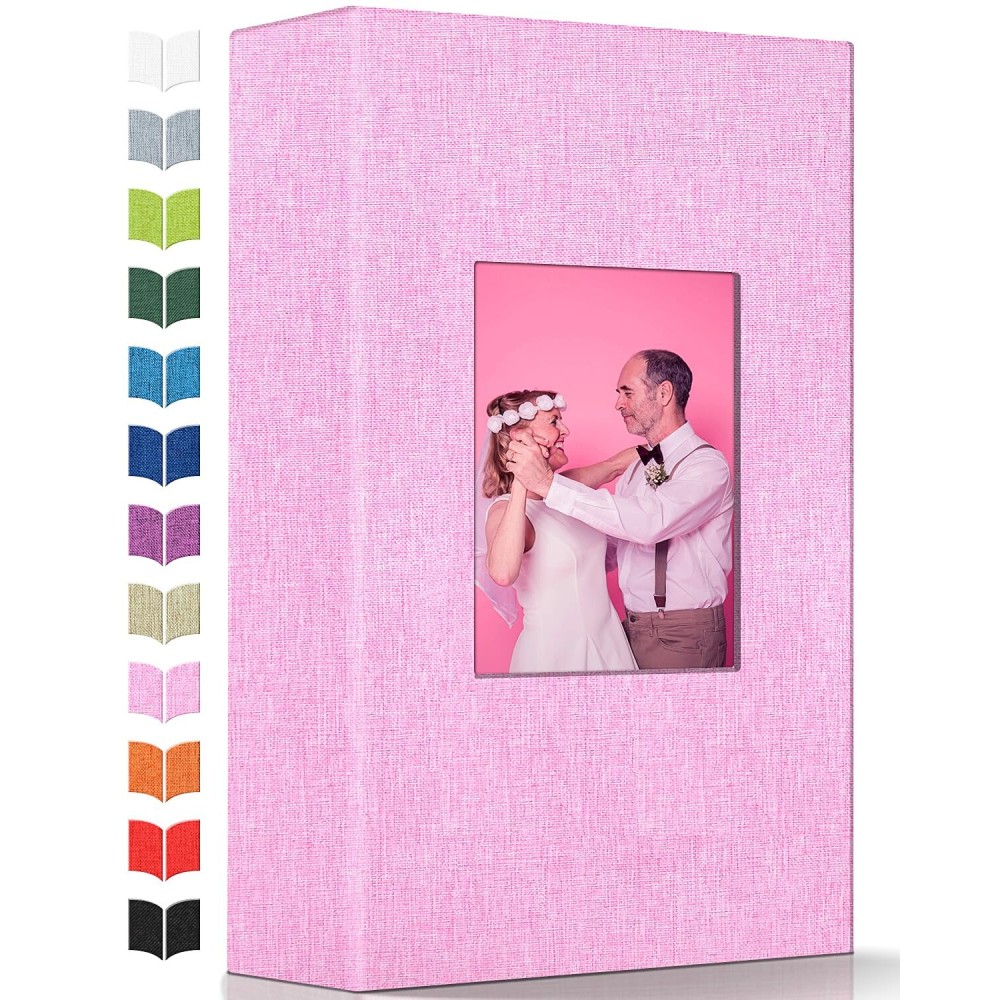 Artfeel Photo Album 4x6 with 300 Pockets,Slip-in Picture Albums,Linen Cover Memory Book with Front Window,White Page Vertical Photo Book for Wedding,Family,Anniversare,Baby,Vacation