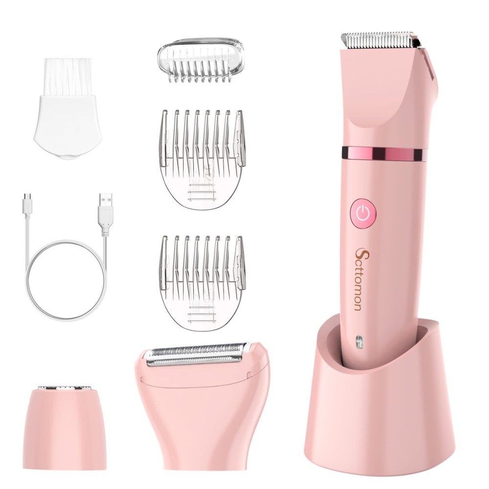 Scttomon Electric Lady Shaver for Women - Painless Razor, Bikini Trimmer, Facial Hair Removal, Body Trimmer for Face, Legs, Underarm, Pubic - Wet and Dry Flawless 3 in 1