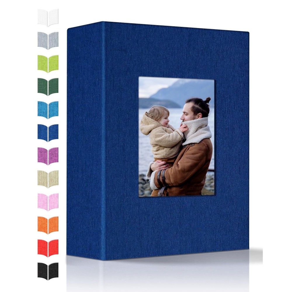 Artfeel Photo Album 4x6 with 100 Pockets,Slip-in Picture Albums,Linen Cover Memory Book with Front Window,White Page Vertical Photo Book for Wedding,Family,Anniversare,Baby,Vacation