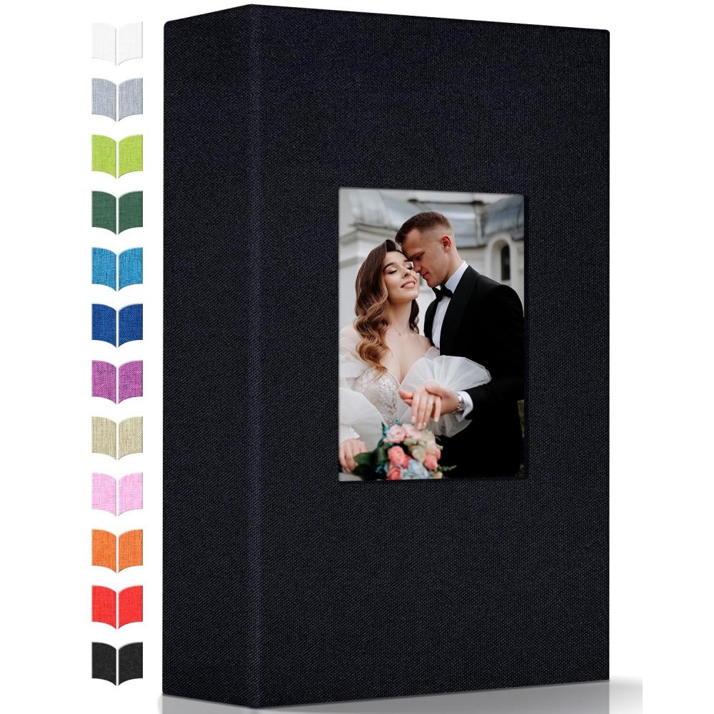 Artfeel Photo Album 4x6 with 300 Pockets,Slip-in Picture Albums,Linen Cover Memory Book with Front Window,White Page Vertical Photo Book for Wedding,Family,Anniversare,Baby,Vacation