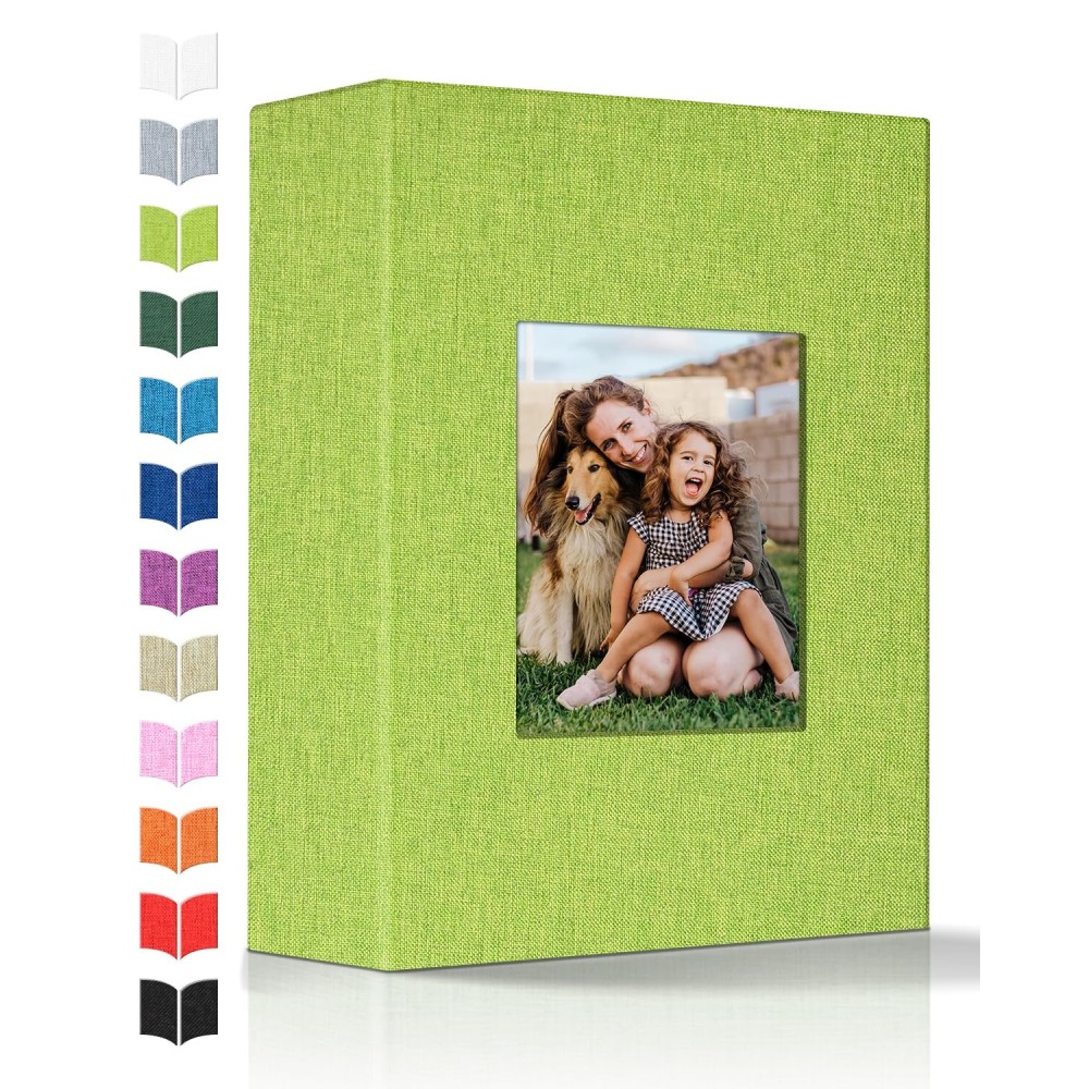 Artfeel Photo Album 4x6 with 100 Pockets,Slip-in Picture Albums,Linen Cover Memory Book with Front Window,White Page Vertical Photo Book for Wedding,Family,Anniversare,Baby,Vacation