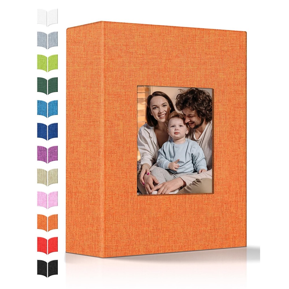 Artfeel Photo Album 4x6 with 100 Pockets,Slip-in Picture Albums,Linen Cover Memory Book with Front Window,White Page Vertical Photo Book for Wedding,Family,Anniversare,Baby,Vacation