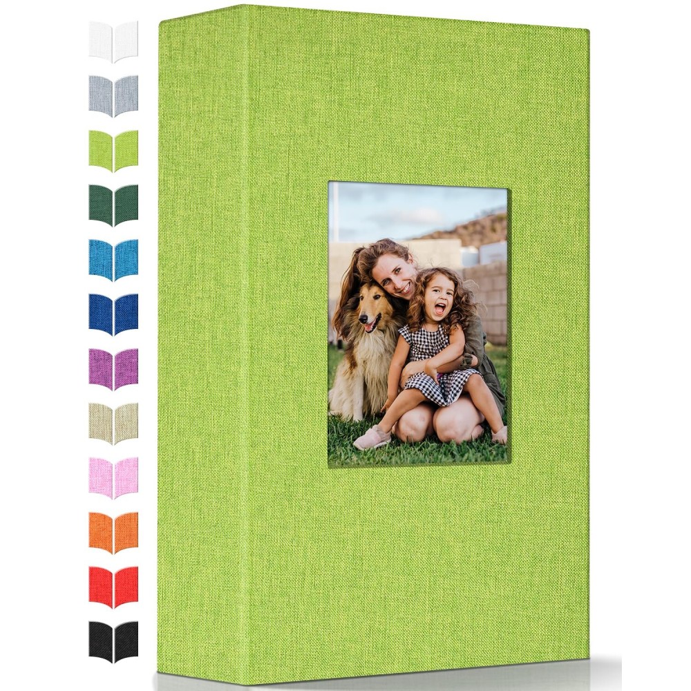 Artfeel Photo Album 4x6 with 300 Pockets,Slip-in Picture Albums,Linen Cover Memory Book with Front Window,White Page Vertical Photo Book for Wedding,Family,Anniversare,Baby,Vacation