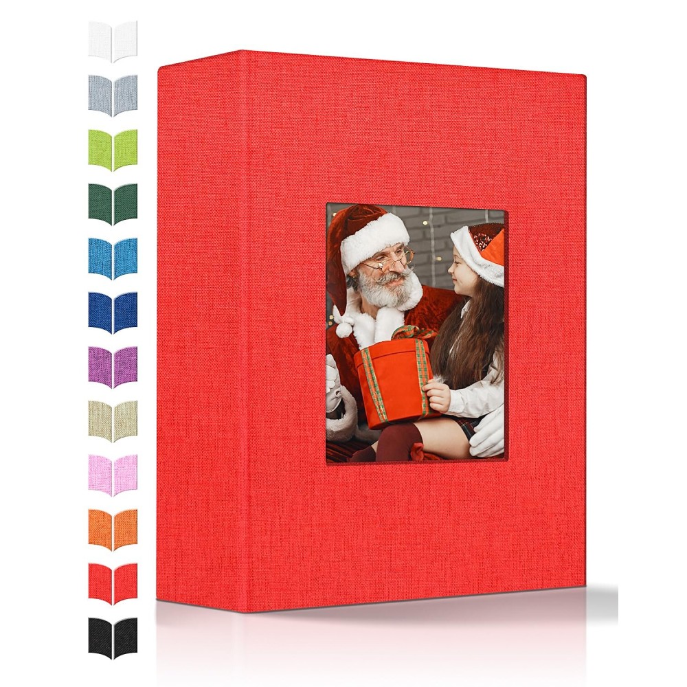 Artfeel Photo Album 4x6 with 100 Pockets,Slip-in Picture Albums,Linen Cover Memory Book with Front Window,White Page Vertical Photo Book for Wedding,Family,Anniversare,Baby,Vacation