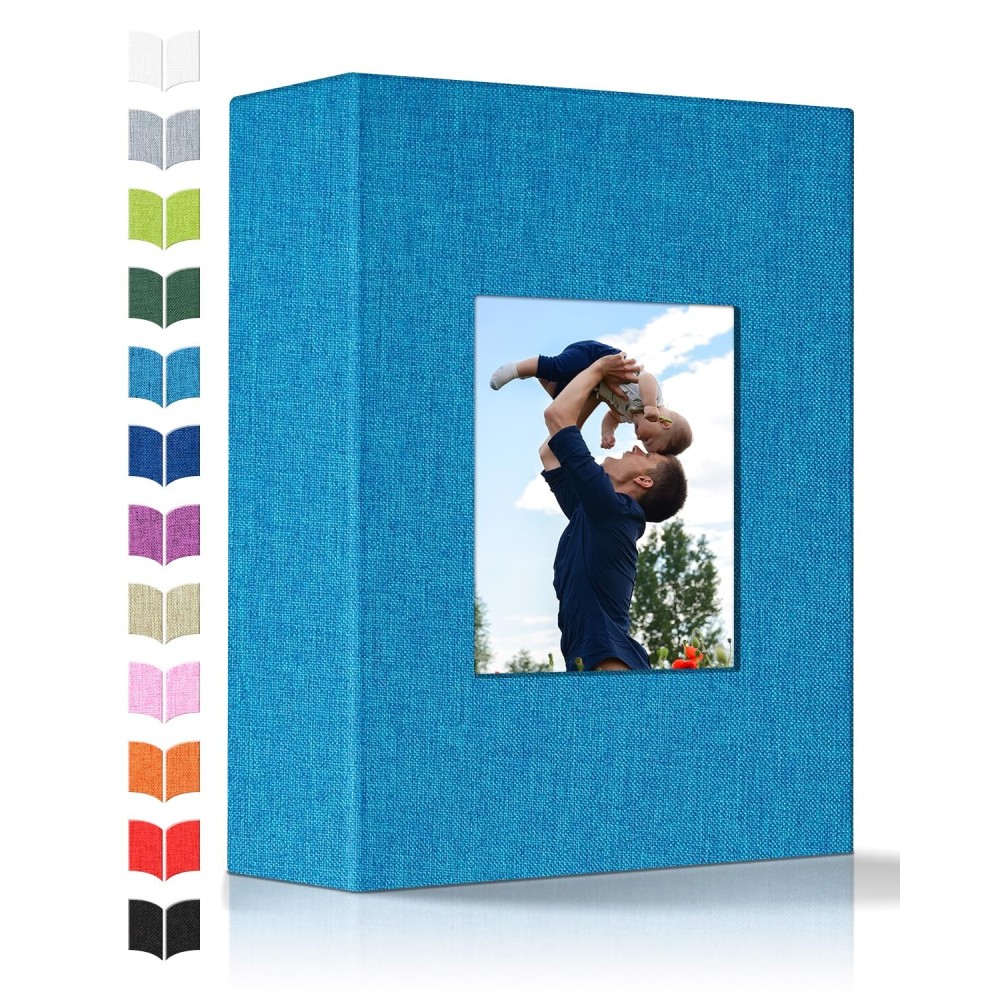 Artfeel Photo Album 4x6 with 100 Pockets,Slip-in Picture Albums,Linen Cover Memory Book with Front Window,White Page Vertical Photo Book for Wedding,Family,Anniversare,Baby,Vacation
